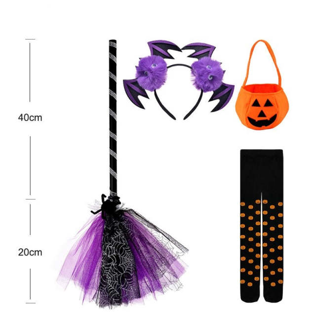Halloween Witch Costume Purple Set Fancy Party Princess Dress for Girls