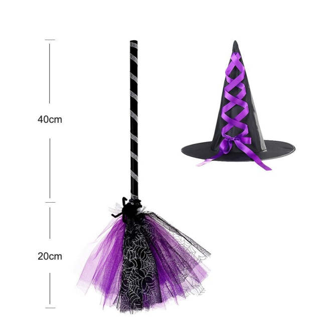 Halloween Witch Costume Purple Set Fancy Party Princess Dress for Girls