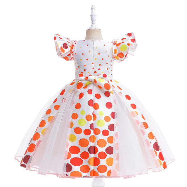 2-6 Years Halloween Girls Dot Print Princess Dress Kids Festival Clothing