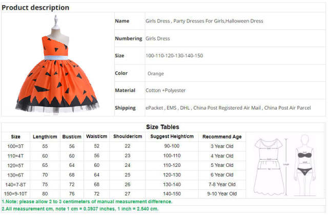 Girls Halloween Costume Kids Party Cosplay Dress Up Outfits Printed Dress