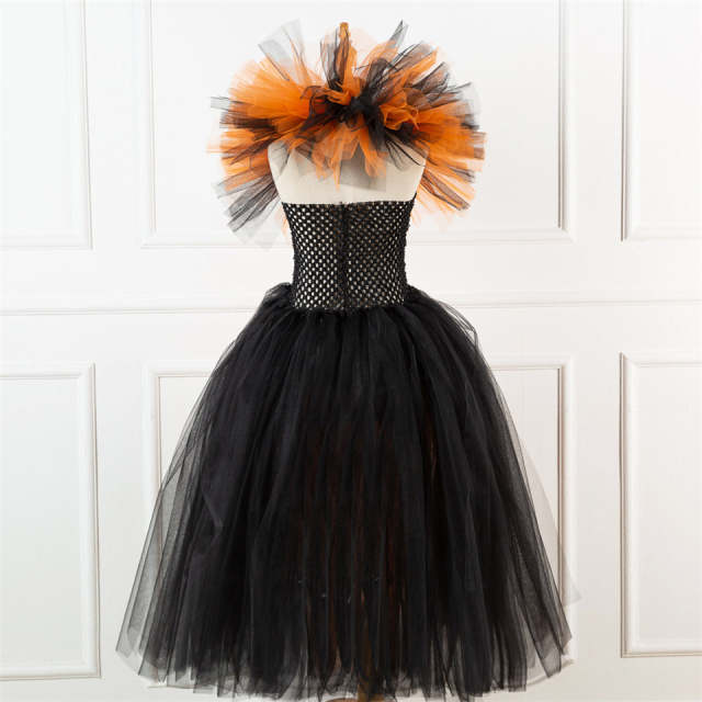 Halloween Witch Backless Dresses Set For Girls With Hat and Sugar Bag