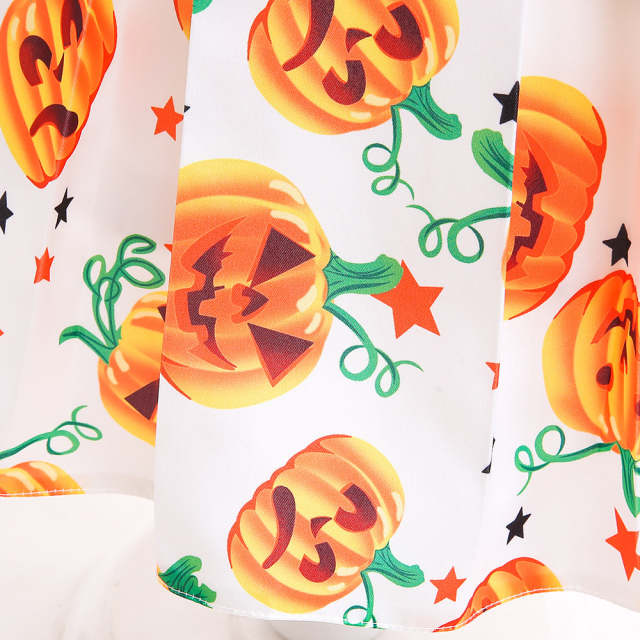 Halloween Girls Princess Pumpkin Printing Dress + Gift Bag 2-10 Year