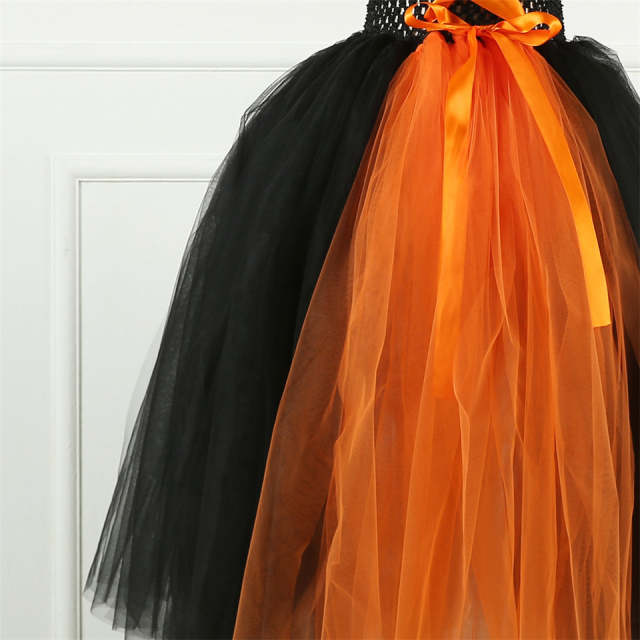 Halloween Witch Backless Dresses Set For Girls With Hat and Sugar Bag