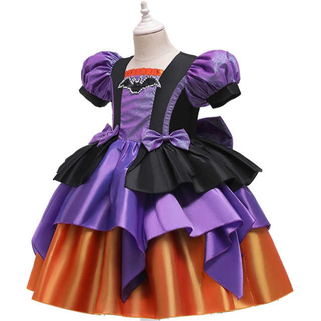 Halloween Witch Costume Purple Set Fancy Party Princess Dress for Girls