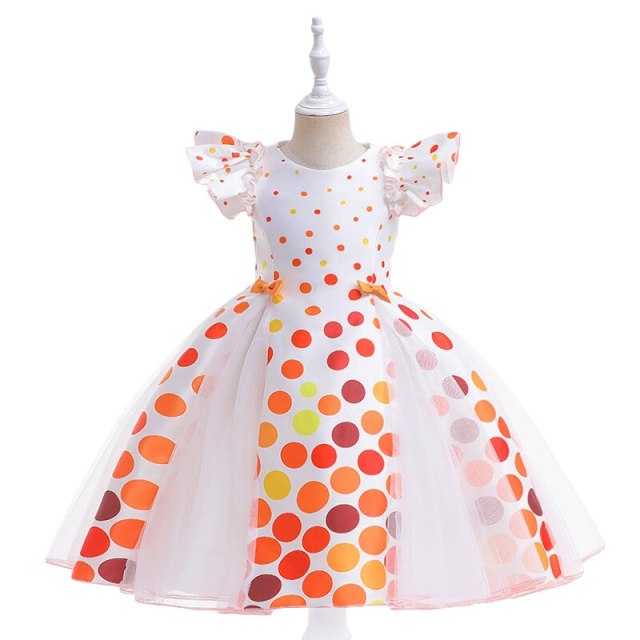 2-6 Years Halloween Girls Dot Print Princess Dress Kids Festival Clothing