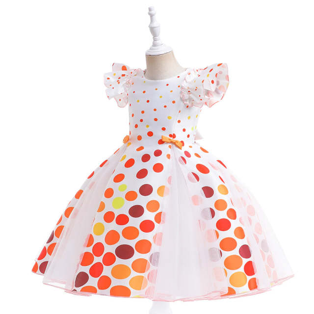 2-6 Years Halloween Girls Dot Print Princess Dress Kids Festival Clothing