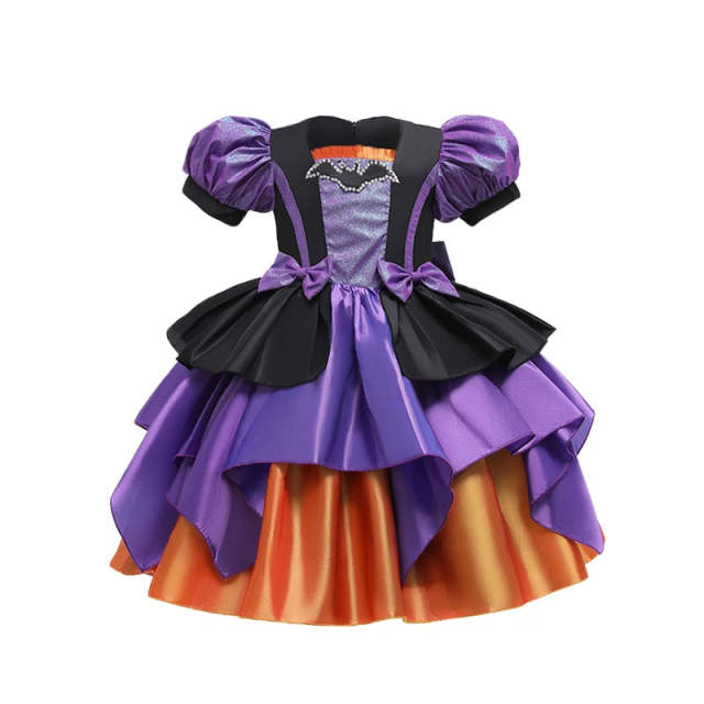 Halloween Witch Costume Purple Set Fancy Party Princess Dress for Girls