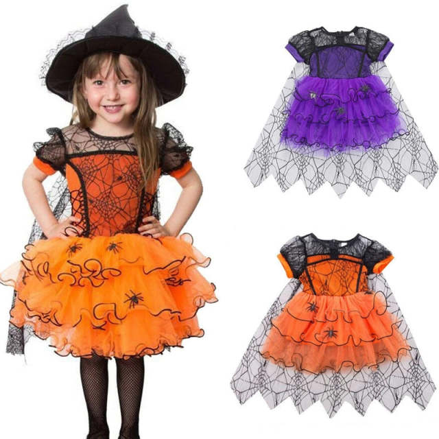 Toddler Baby Girl Halloween Costumes Spider Tulle Tutu Dress 1-5T