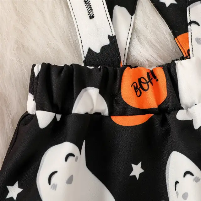 Baby Girl Halloween Clothes Sets Romper Suspenders Skirt Headband 0-18M