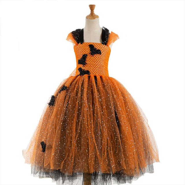 Children Girl Halloween Witch Dress Girls Cosplay Party Prom Tulle Dress