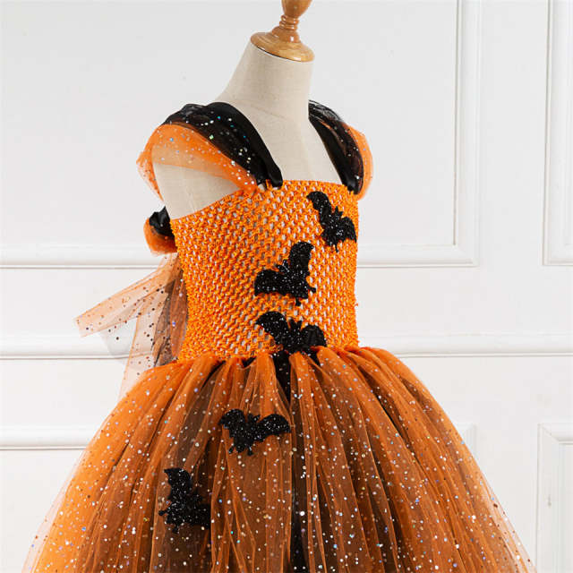 Children Girl Halloween Witch Dress Girls Cosplay Party Prom Tulle Dress