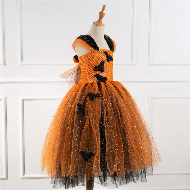 Children Girl Halloween Witch Dress Girls Cosplay Party Prom Tulle Dress