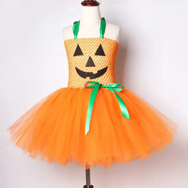 Pumpkin Dresses for Baby Girls Tutu Dress with Witch Hat Halloween Costume