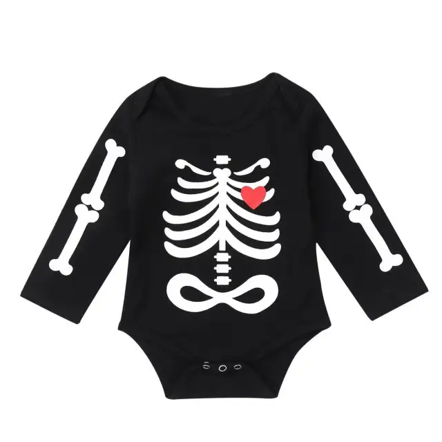 Infant Baby Boys Girls Halloween Outfit Long Sleeves Skull Printed 3 Pcs Sets