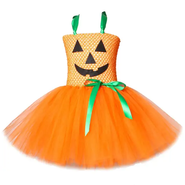 Pumpkin Dresses for Baby Girls Tutu Dress with Witch Hat Halloween Costume