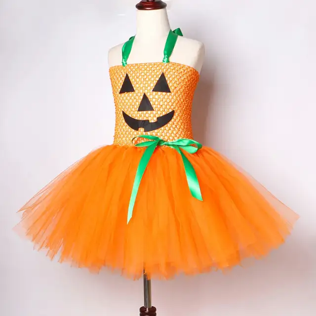 Pumpkin Dresses for Baby Girls Tutu Dress with Witch Hat Halloween Costume