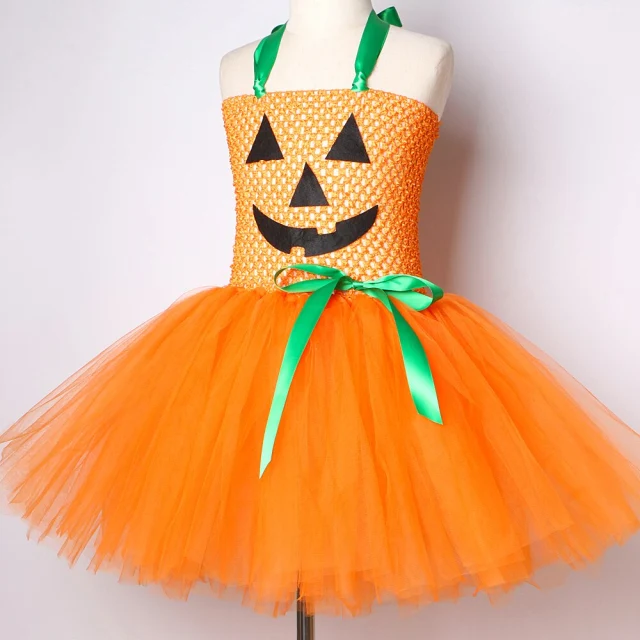 Pumpkin Dresses for Baby Girls Tutu Dress with Witch Hat Halloween Costume