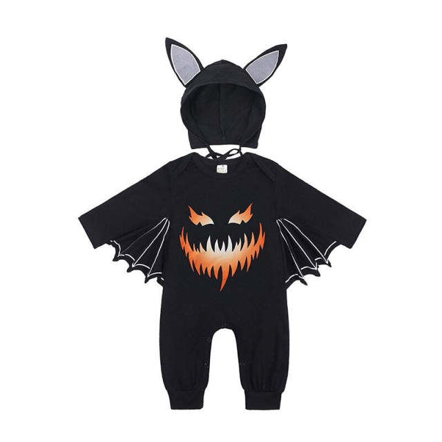 Halloween Cosplay Bat Costume Baby Boys Girls Bodysuit Pumpkin Romper