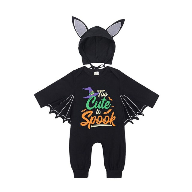 Halloween Cosplay Bat Costume Baby Boys Girls Bodysuit Pumpkin Romper