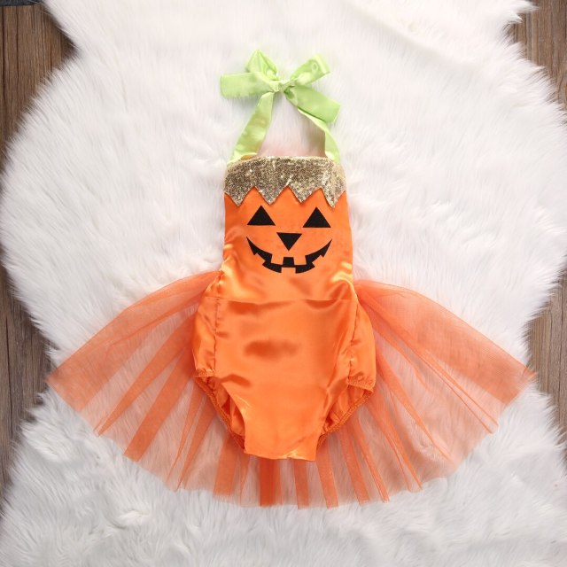 Halloween Pumpkin Romper Dress for Baby Girl Clothes Tutu Dress Clothes