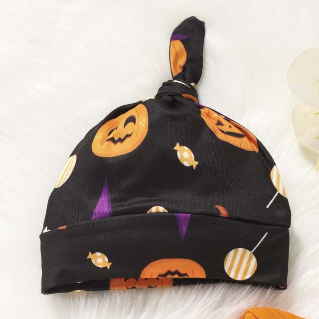 Halloween Clothes For Boys Girls Cotton Long Sleeve Romper Trousers Hat 3Pcs