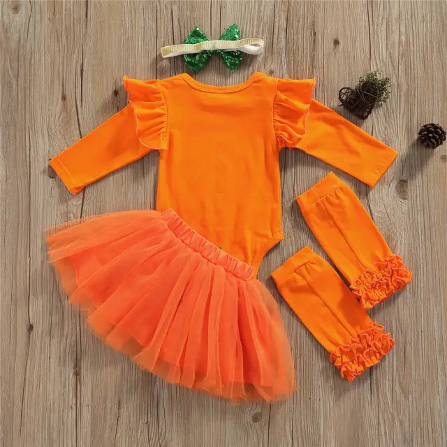 Halloween Skull Print Baby Girls Clothes Set Newborn Festival Dress Set