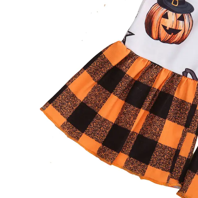 Baby Girls Halloween Clothing Sets Toddler Long Sleeve Pumpkin Printed Costume