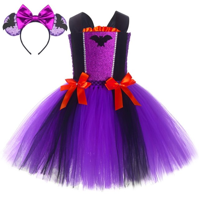 Vampire Bat Halloween Costumes for Girls Witch Tutu Dress Party Outfit