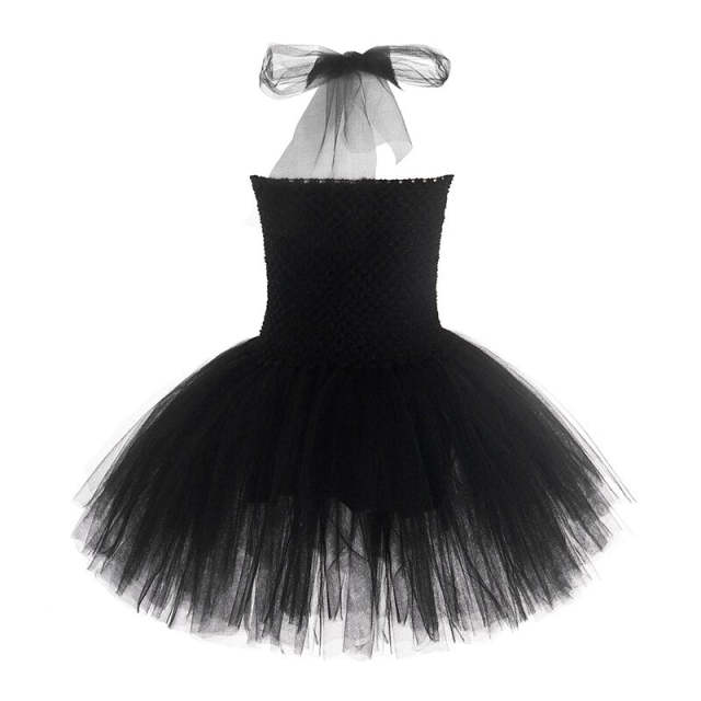 Kids Halloween Costume Skull Black Zombie Bride Cosplay Tutu Dresses