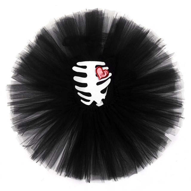 Kids Halloween Costume Skull Black Zombie Bride Cosplay Tutu Dresses