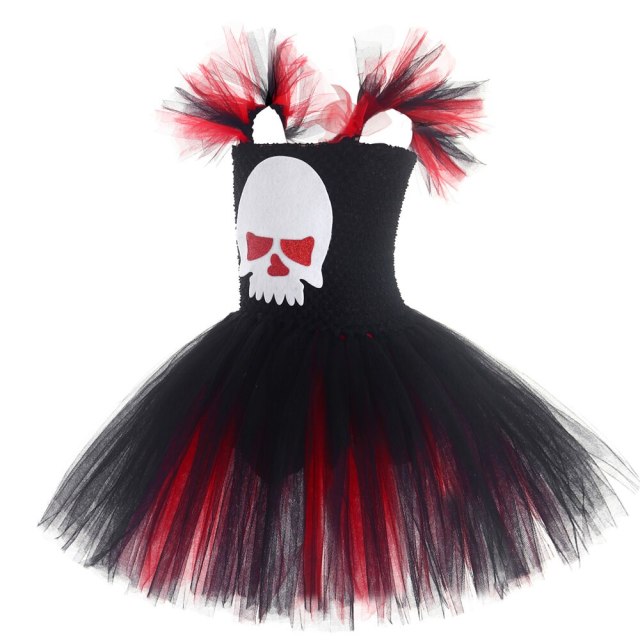 Skull Halloween Costumes for Girls Party Tutu Dress Kids Cosplay Clothes
