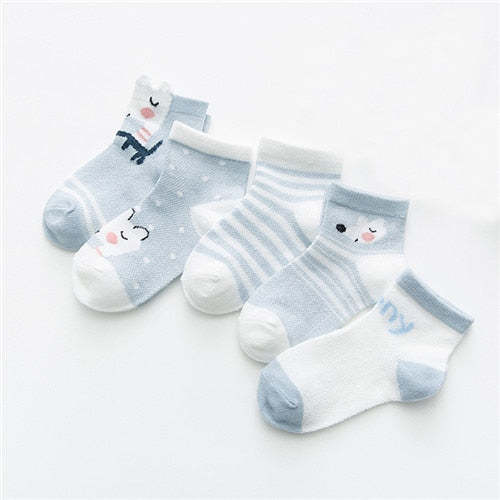 5Pairs/lot Baby Socks Infant Boy Girl Summer Mesh Thin Socks Cotton Socks