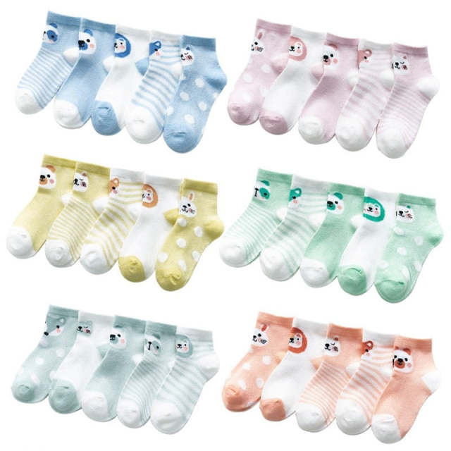 5Pairs/lot Baby Socks Infant Boy Girl Summer Mesh Thin Socks Cotton Socks