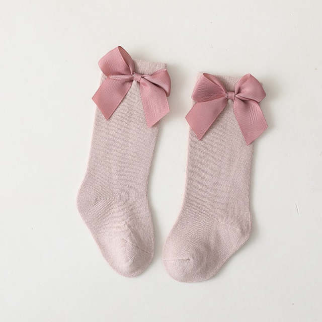 Baby Socks 1-5Y Girls Cotton Knee High Long Sock With Bow Floor Socks