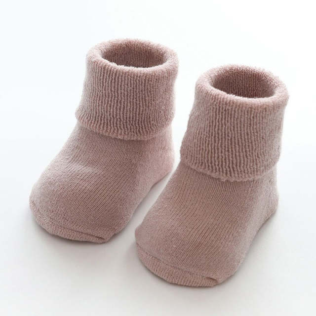 Newborn Baby Socks Terry Anti Slip Socks for Baby Winter Warm Thick Solid