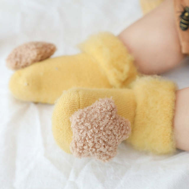 Cute Baby Socks Stereo Star Socks Autumn Winter Velvet Thicken Floor Socks