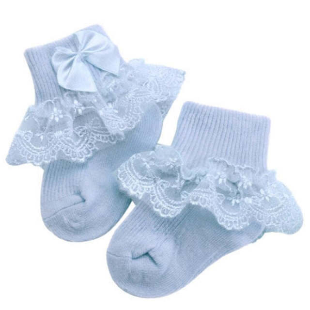 Newborn Socks With Lace Bow Cute Baby Girls Cotton Socks Baby Accessories