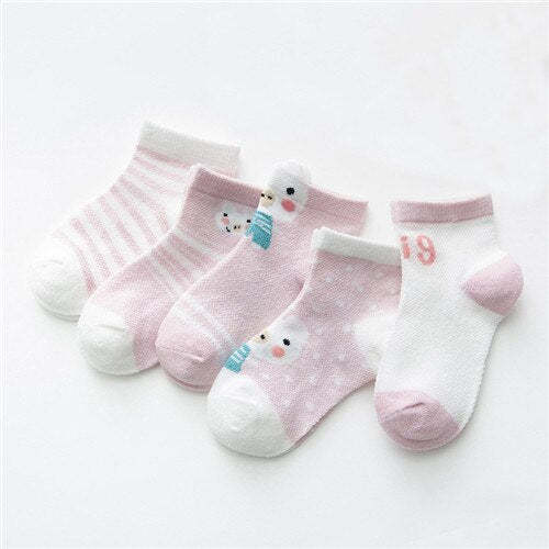 5Pairs/lot Baby Socks Infant Boy Girl Summer Mesh Thin Socks Cotton Socks