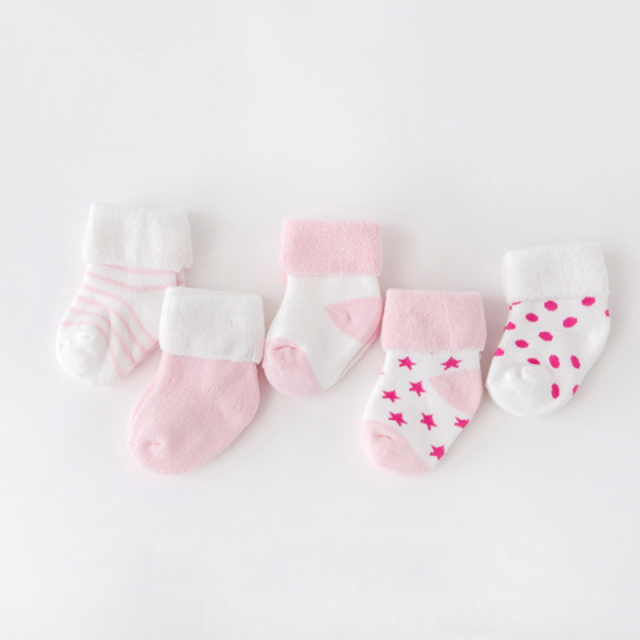 5Pair/lot Baby Boy Girl Socks Thick Newborn Winter Warm Cotton Sock