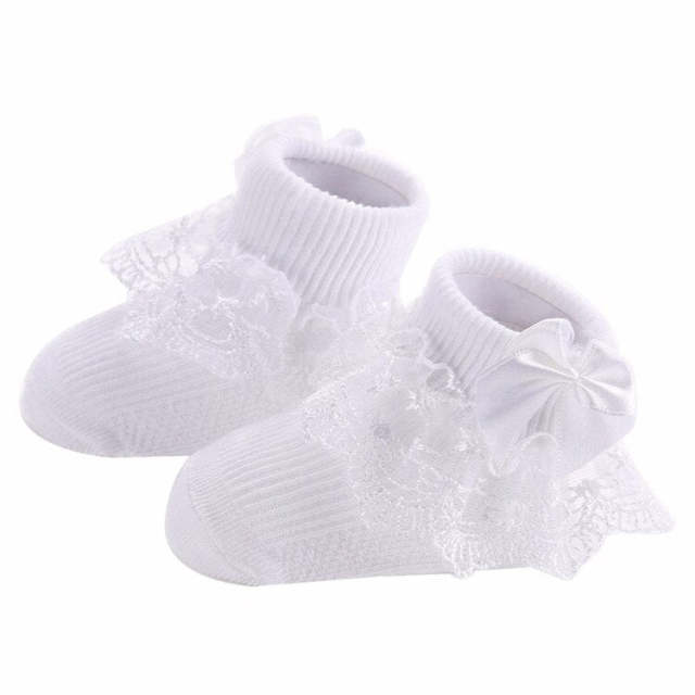 Newborn Socks With Lace Bow Cute Baby Girls Cotton Socks Baby Accessories