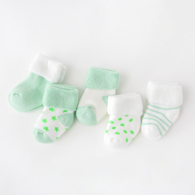 5Pair/lot Baby Boy Girl Socks Thick Newborn Winter Warm Cotton Sock