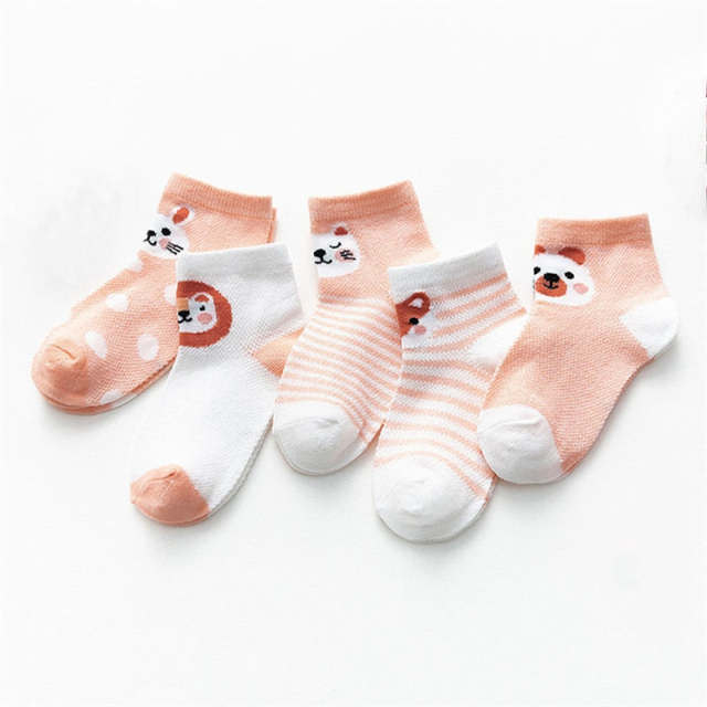 5Pairs/lot Baby Socks Infant Boy Girl Summer Mesh Thin Socks Cotton Socks