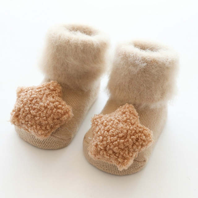 Cute Baby Socks Stereo Star Socks Autumn Winter Velvet Thicken Floor Socks