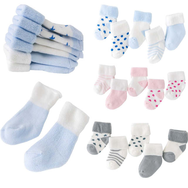 5Pair/lot Baby Boy Girl Socks Thick Newborn Winter Warm Cotton Sock