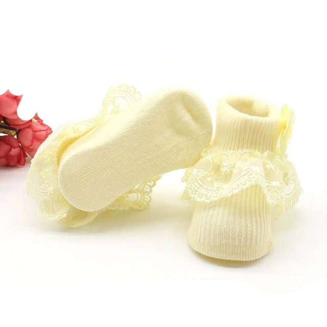 Newborn Socks With Lace Bow Cute Baby Girls Cotton Socks Baby Accessories