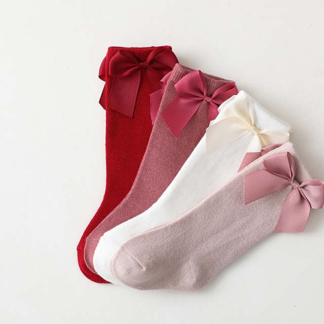 Baby Socks 1-5Y Girls Cotton Knee High Long Sock With Bow Floor Socks