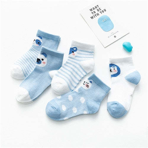 5Pairs/lot Baby Socks Infant Boy Girl Summer Mesh Thin Socks Cotton Socks