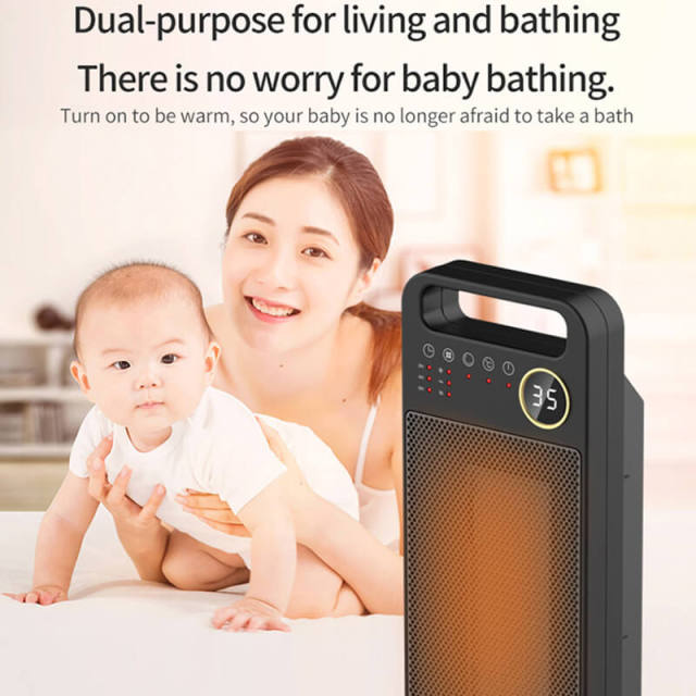 Electric Portable Space Heater Remote Control Electric Heater Touch Screen Heater Household Vertical 60 Degree Shaking Head Heater