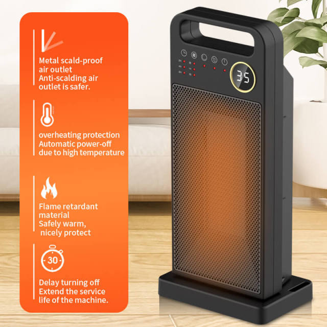 Electric Portable Space Heater Remote Control Electric Heater Touch Screen Heater Household Vertical 60 Degree Shaking Head Heater