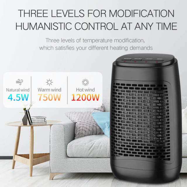 Indoor Room Heater - 1200W Quiet Fast-Heating Small Space Heater - Tip Over & Overheat Protection - 3 Modes Portable Fan Heater